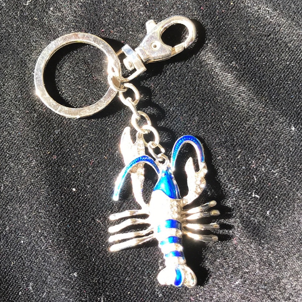 Blue and silver sparkle lobster key chain